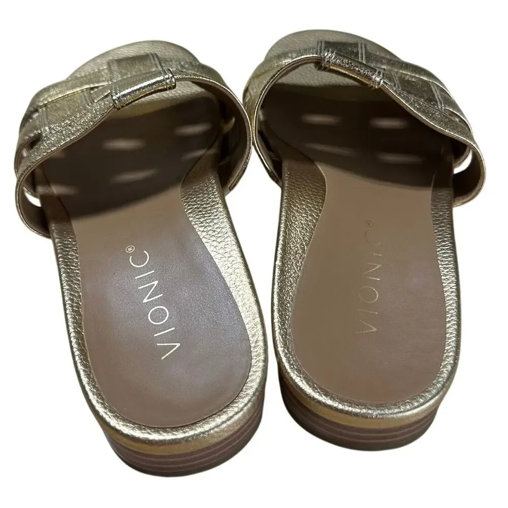 Vionic Glendora Gold Leather Sandal Women's Size 8.5 Excellent Used Condition
